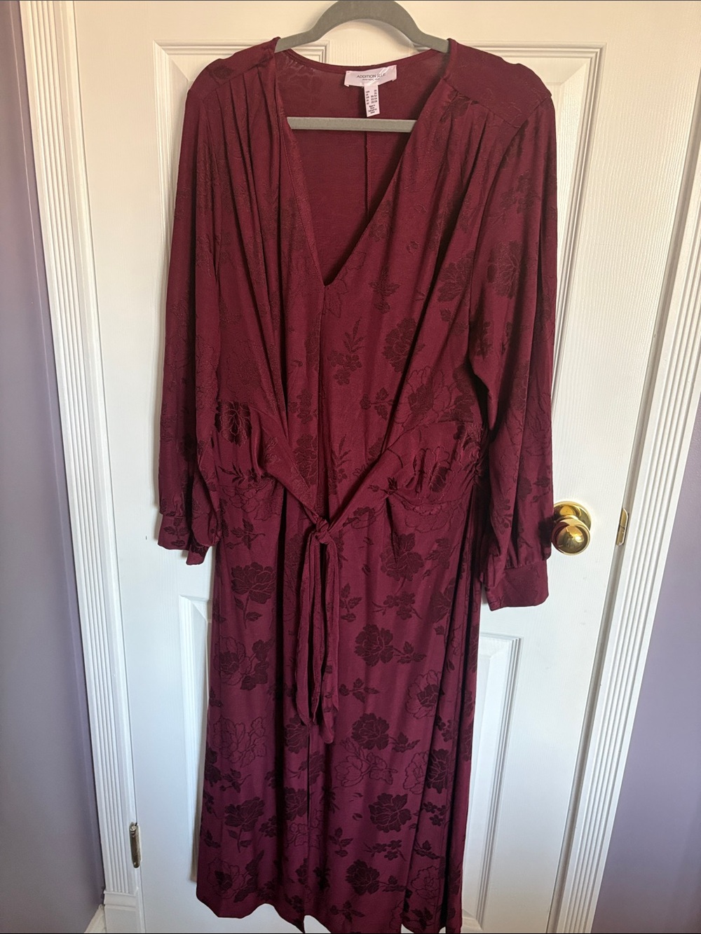 Addition Elle Wine Floral Wrap Robe